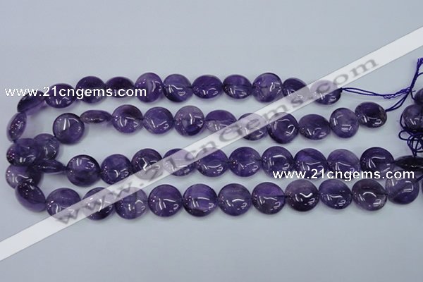 CNA270 15.5 inches 16mm flat round natural amethyst beads wholesale