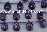 CNA288 Top-drilled 8*12mm flat teardrop natural amethyst beads