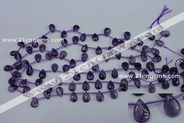 CNA288 Top-drilled 8*12mm flat teardrop natural amethyst beads