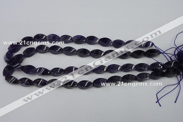 CNA291 15.5 inches 8*16mm twisted rice natural amethyst beads