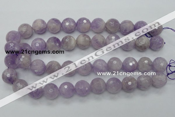 CNA314 15.5 inches 18mm faceted round natural lavender amethyst beads