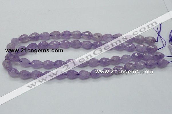 CNA317 15.5 inches 10*14mm faceted teardrop natural lavender amethyst beads