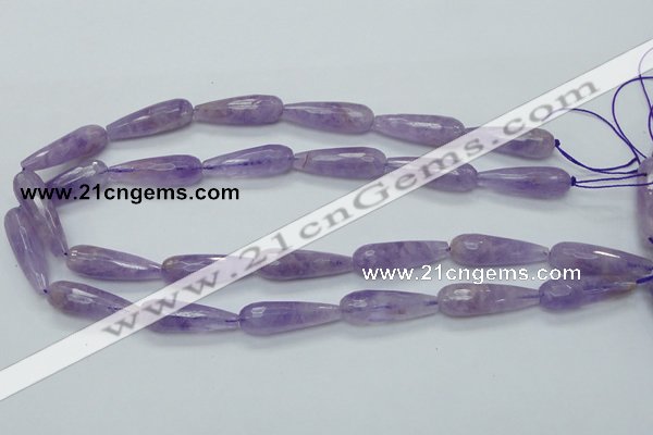 CNA320 15.5 inches 10*30mm faceted teardrop natural lavender amethyst beads