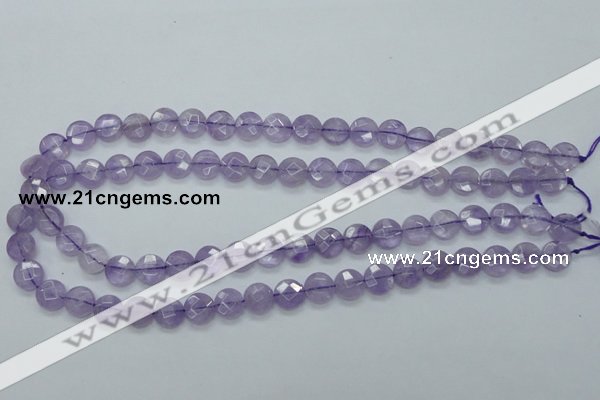 CNA321 15.5 inches 10mm faceted coin natural lavender amethyst beads