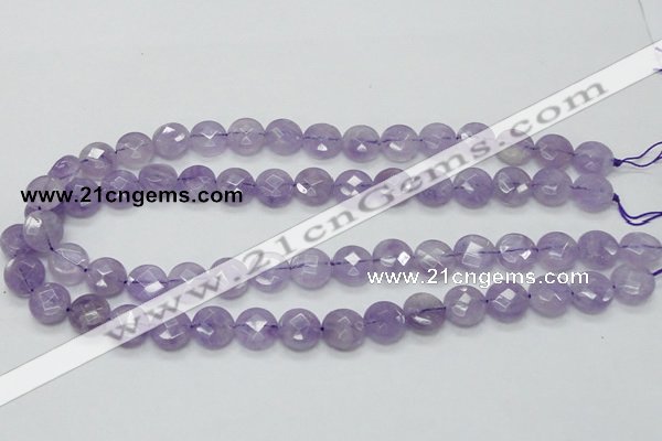 CNA322 15.5 inches 12mm faceted coin natural lavender amethyst beads