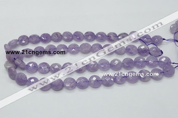 CNA323 15.5 inches 14mm faceted coin natural lavender amethyst beads