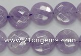 CNA324 15.5 inches 16mm faceted coin natural lavender amethyst beads