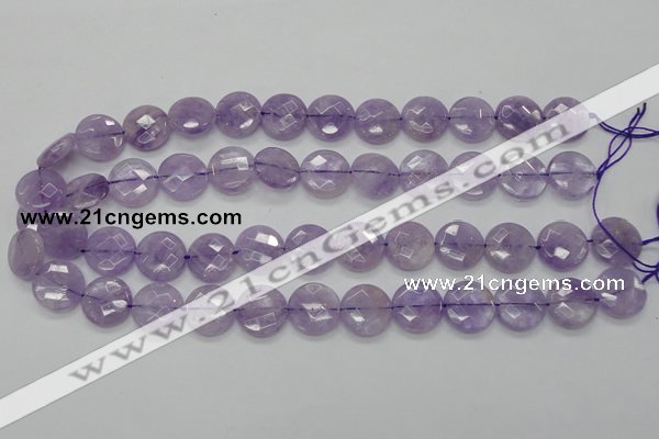 CNA324 15.5 inches 16mm faceted coin natural lavender amethyst beads