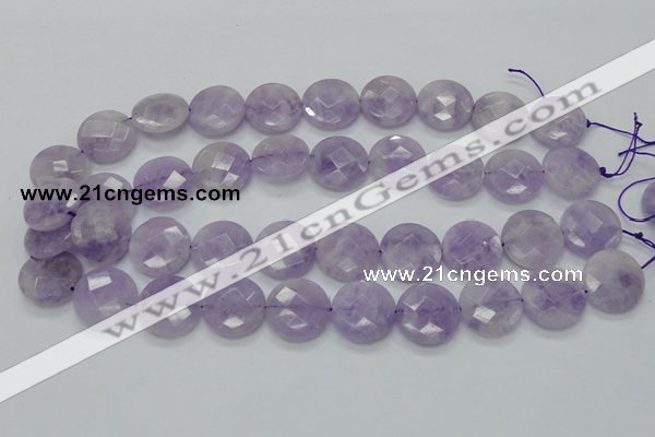 CNA325 15.5 inches 20mm faceted coin natural lavender amethyst beads