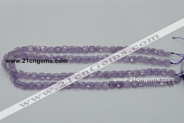 CNA339 15.5 inches 8*8mm faceted square natural lavender amethyst beads