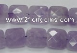 CNA340 15.5 inches 15*15mm faceted square natural lavender amethyst beads