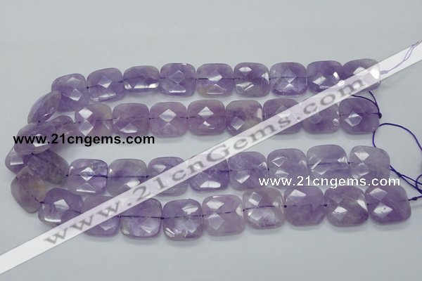 CNA341 15.5 inches 20*20mm faceted square natural lavender amethyst beads