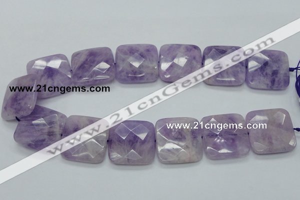 CNA342 15.5 inches 30*30mm faceted square natural lavender amethyst beads