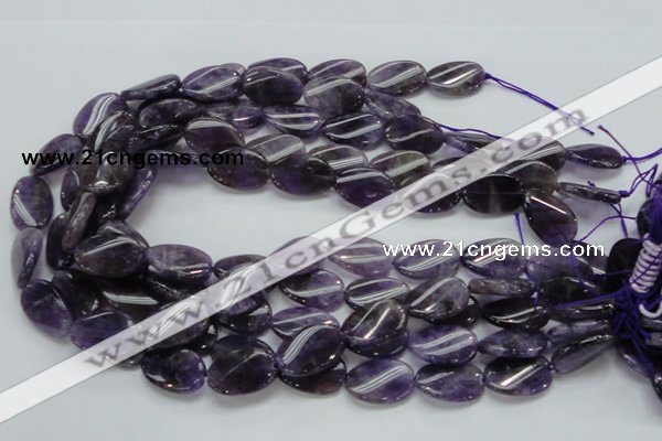 CNA43 15.5 inches 15*20mm twisted oval grade A natural amethyst beads