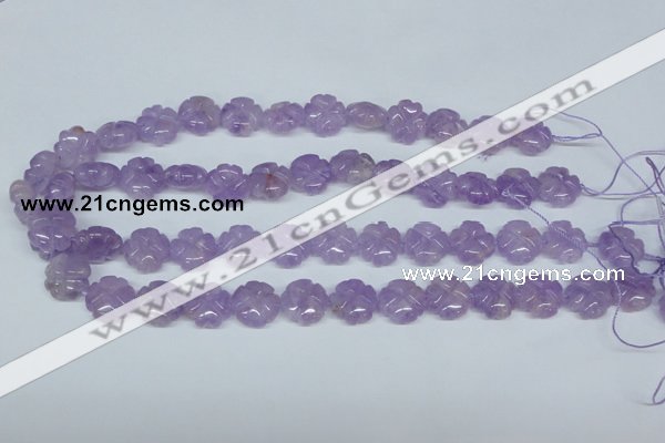 CNA435 15.5 inches 15mm carved flower natural lavender amethyst beads