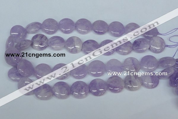 CNA437 15.5 inches 22mm flat round natural lavender amethyst beads