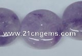 CNA438 15.5 inches 25mm flat round natural lavender amethyst beads