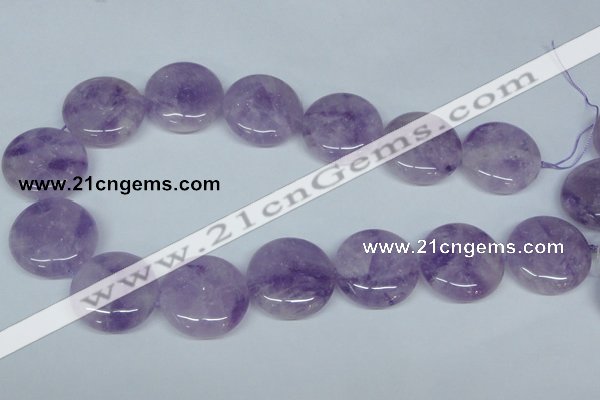 CNA438 15.5 inches 25mm flat round natural lavender amethyst beads