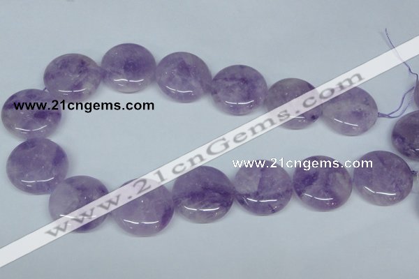 CNA439 15.5 inches 30mm flat round natural lavender amethyst beads