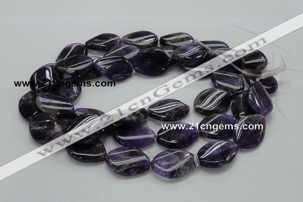 CNA44 15.5 inches 22*30mm twisted teardrop grade A natural amethyst beads