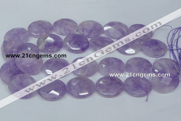 CNA460 15.5 inches 25*30mm faceted oval natural lavender amethyst beads