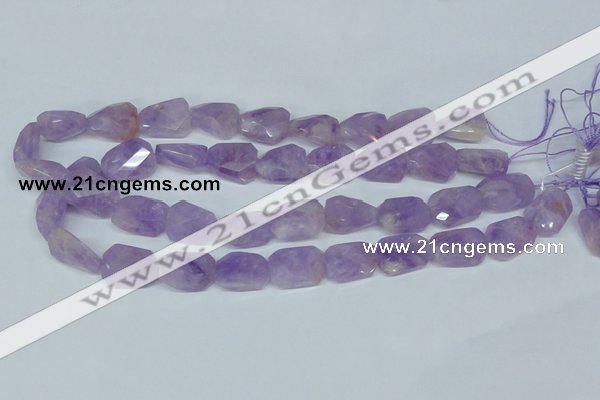 CNA462 15*20mm faceted & twisted rectangle natural lavender amethyst beads