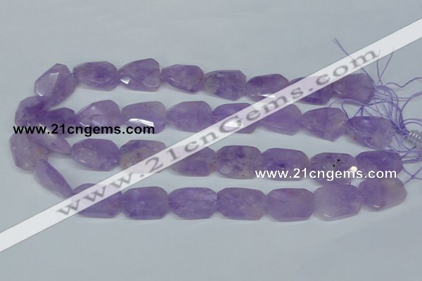 CNA463 18*25mm faceted & twisted rectangle natural lavender amethyst beads