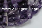 CNA47 15.5 inches 8*20mm faceted teadrop grade AB natural amethyst beads