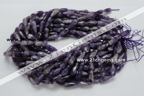 CNA47 15.5 inches 8*20mm faceted teadrop grade AB natural amethyst beads