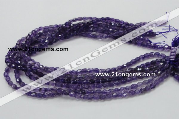 CNA50 15.5 inches 6*7mm faceted rice grade A natural amethyst beads