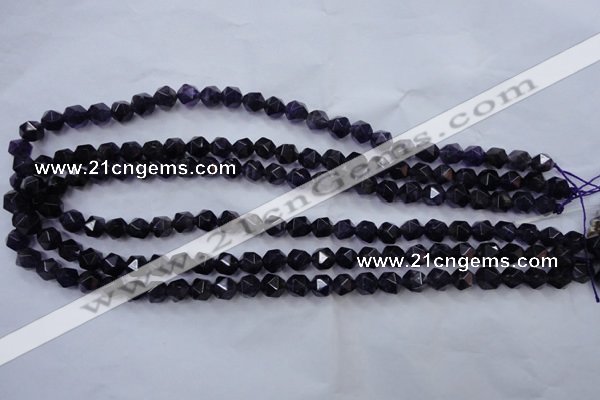 CNA500 15 inches 8mm faceted nuggets amethyst gemstone beads