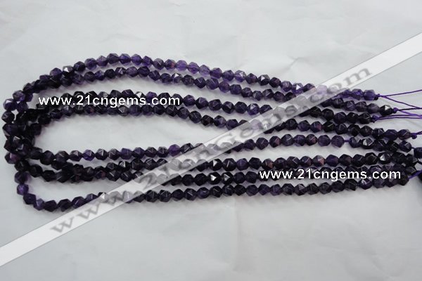CNA501 15 inches 6mm faceted nuggets amethyst gemstone beads
