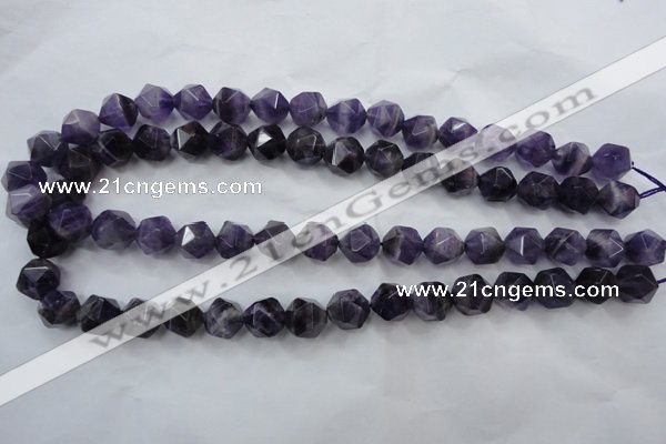 CNA503 15 inches 10mm faceted nuggets amethyst gemstone beads