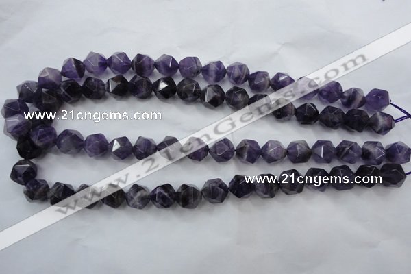 CNA505 15 inches 14mm faceted nuggets amethyst gemstone beads