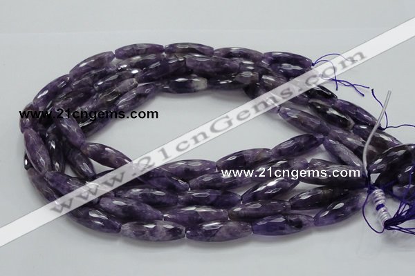 CNA54 15.5 inches 10*30mm faceted rice grade AB+ natural amethyst beads