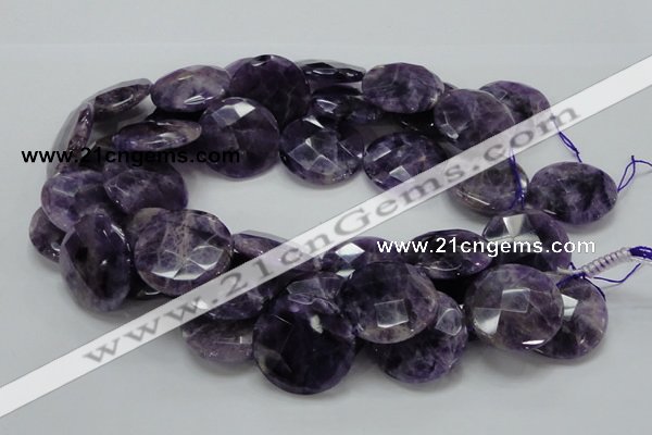 CNA58 15.5 inches 30mm faceted coin grade AB+ natural amethyst beads