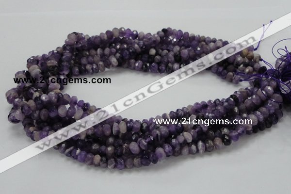 CNA61 15.5 inches 6*8mm faceted rondelle grade AB+ natural amethyst beads