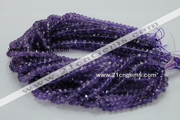 CNA62 15.5 inches 6*9mm faceted rondelle grade A natural amethyst beads