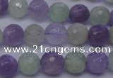 CNA663 15 inches 10mm faceted round lavender amethyst & prehnite beads