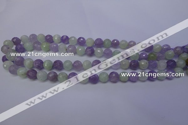 CNA663 15 inches 10mm faceted round lavender amethyst & prehnite beads