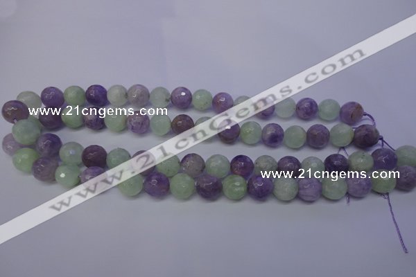 CNA664 15 inches 12mm faceted round lavender amethyst & prehnite beads