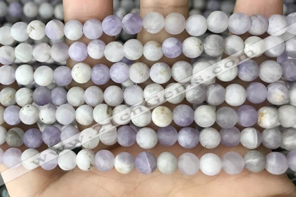 CNA675 15.5 inches 4mm round matte lavender amethyst beads