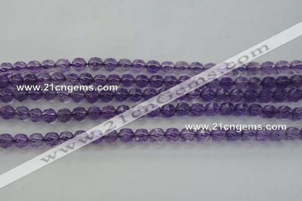 CNA68 15.5 inches 6mm faceted round natural amethyst beads