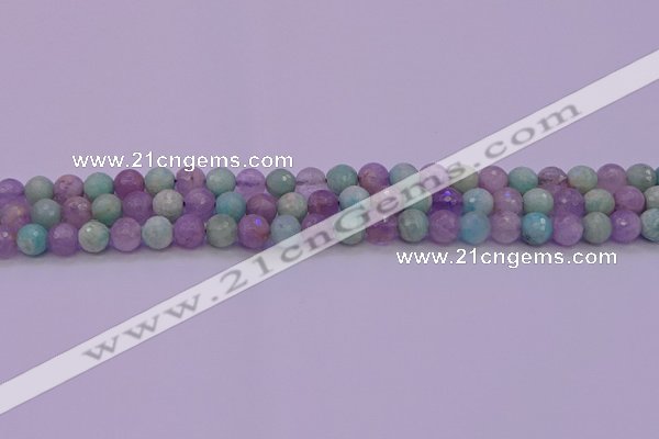 CNA681 15.5 inches 6mm faceted round lavender amethyst & amazonite beads