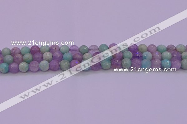 CNA682 15.5 inches 8mm faceted round lavender amethyst & amazonite beads