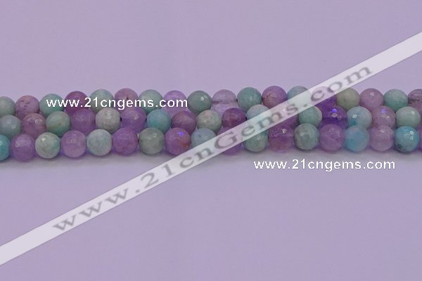 CNA683 15.5 inches 10mm faceted round lavender amethyst & amazonite beads