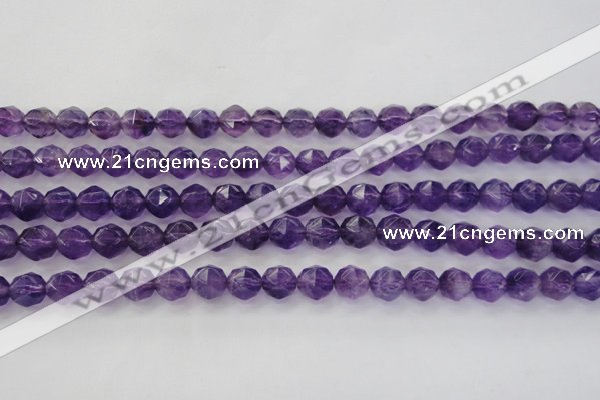 CNA69 15.5 inches 8mm faceted round natural amethyst beads