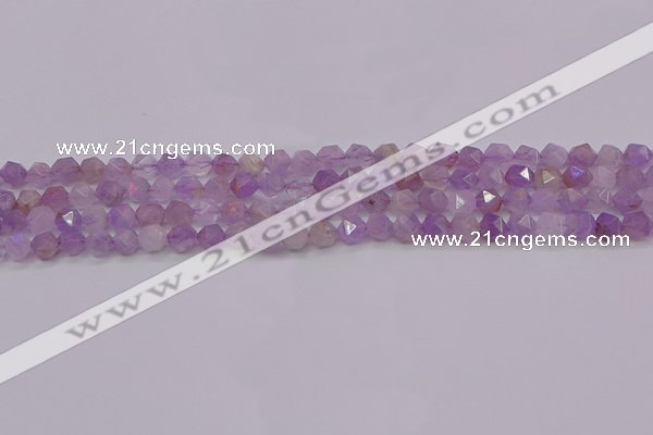 CNA691 15.5 inches 6mm faceted nuggets lavender amethyst beads