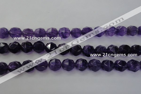 CNA71 15.5 inches 12mm faceted round natural amethyst beads