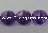 CNA72 15.5 inches 14mm faceted round natural amethyst beads